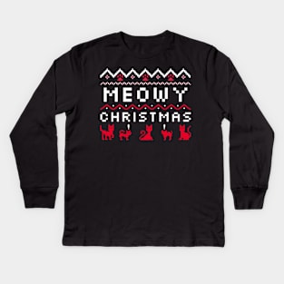 Merry Christmas in cat Kids Long Sleeve T-Shirt